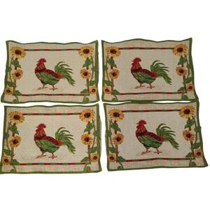 Placemats Roosters and Sunflowers Tapestry Farm Living‎ Set of Four 16x12 In SEE